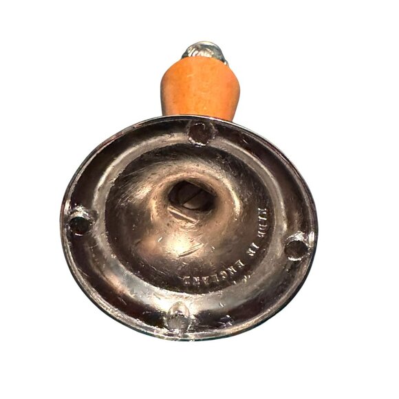 Pair Of Vintage English Silver Plate & Wood 8" Tall Candle Holders - Picture 5 of 9